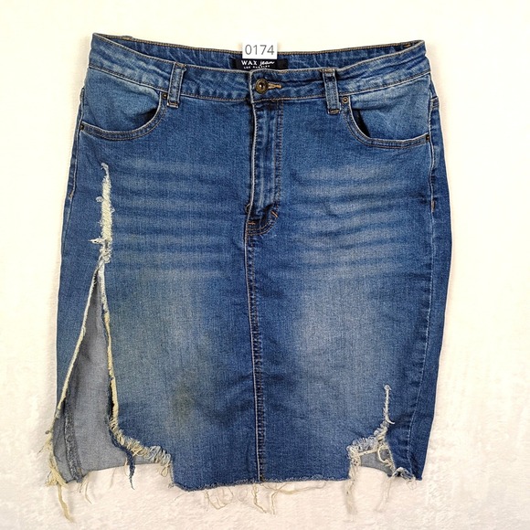 Wax Jean Dresses & Skirts - Wax Jean Los Angeles Distressed Denim Mini Skirt Medium Wash Plus Size 1X Skort